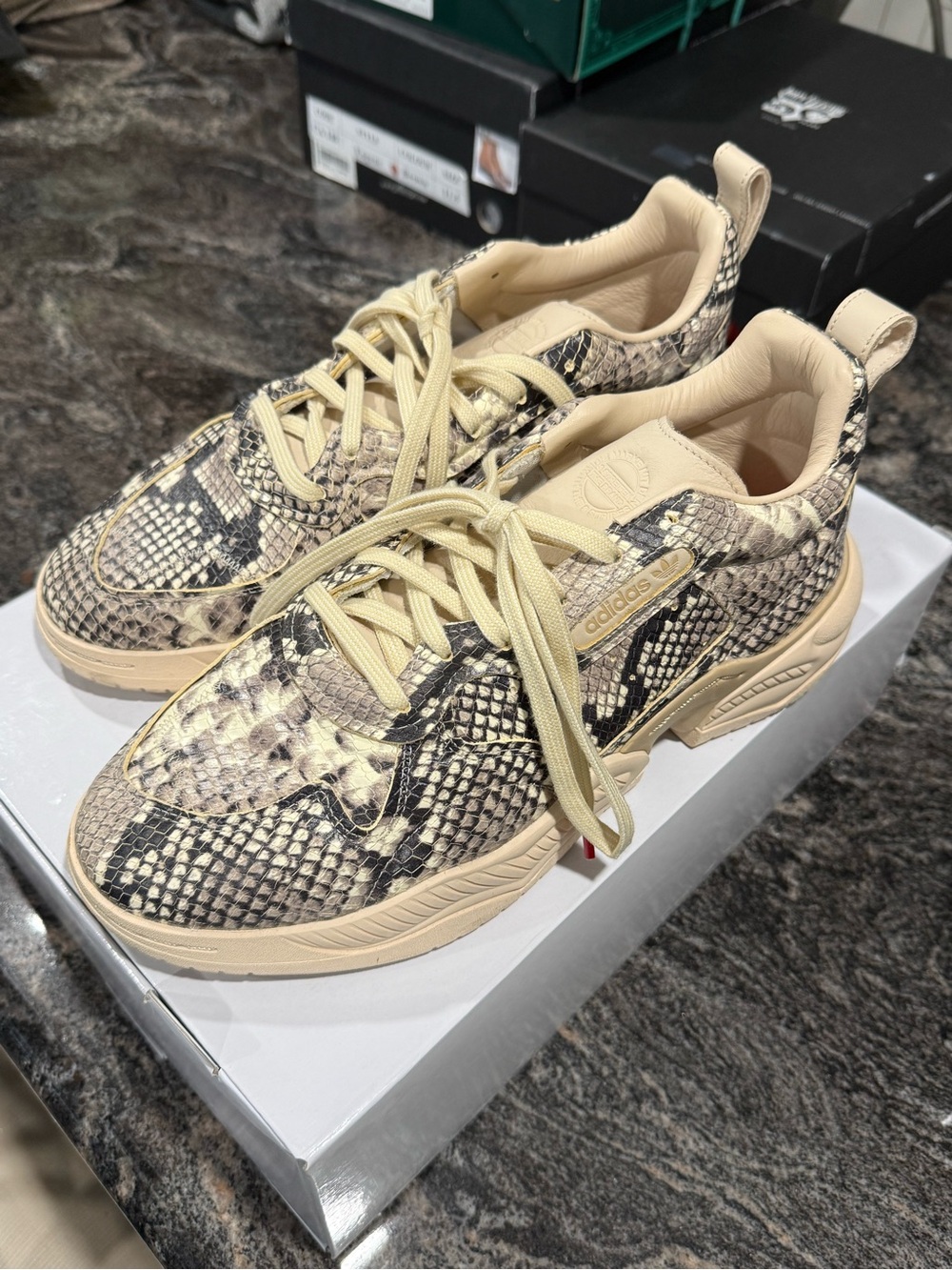 ADIDAS Snake-Print Beige and Black Sneakers